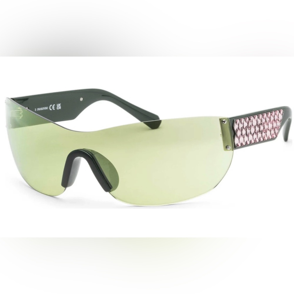Swarovski SK0364 Shield-style Sunglasses "Curiosa” Green Pink NEW BOX POUCH